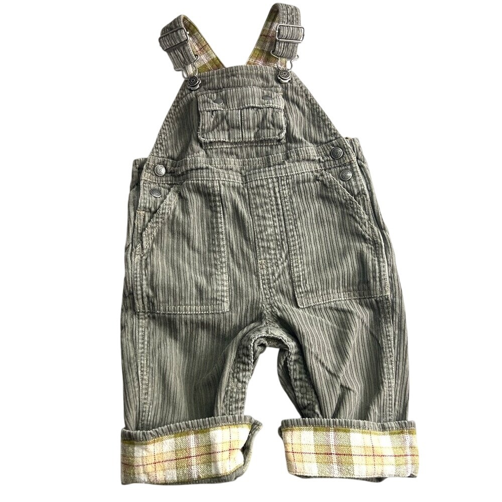Janie and Jack Brown Corduroy Flannel Cotton Overalls‎ Size 6-12 mos